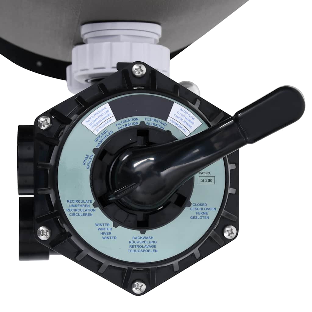 Pool Sand Filter With Side Mount 6-Way Valve Grey