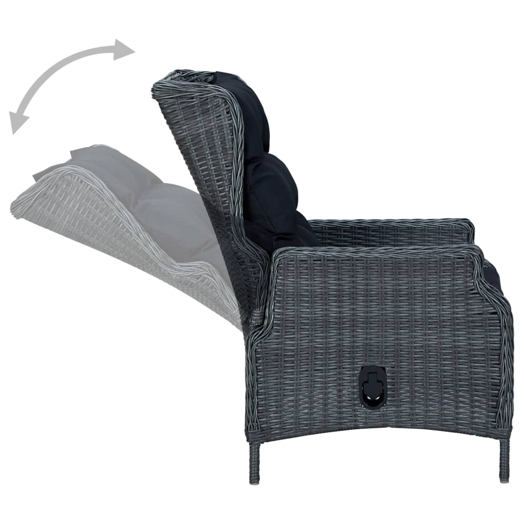 Reclining Garden Chair With Cushions Poly Rattan
