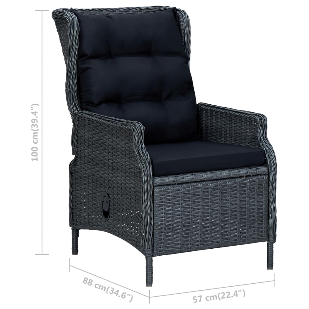 Reclining Garden Chair With Cushions Poly Rattan