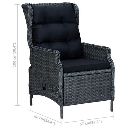 Reclining Garden Chair With Cushions Poly Rattan