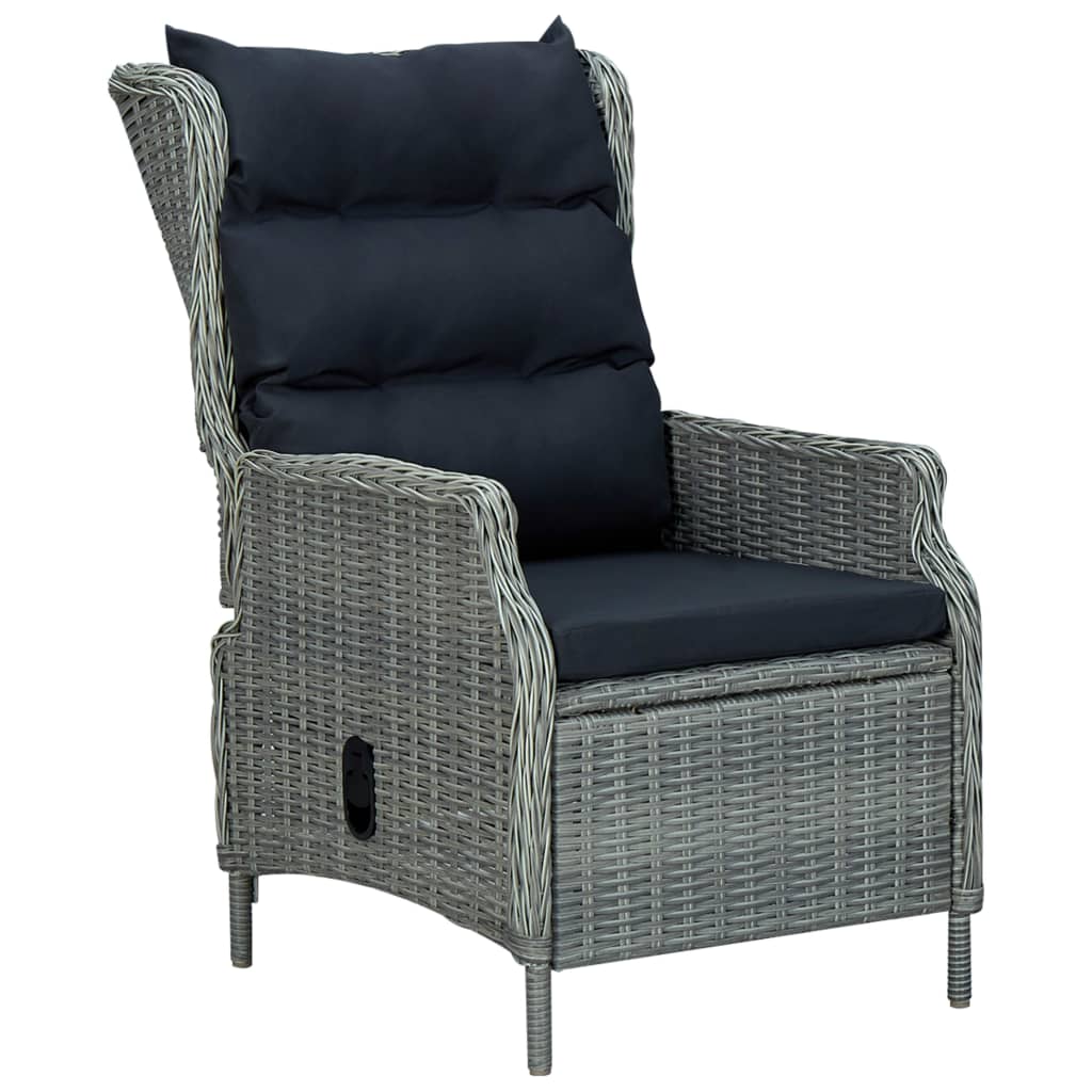 Reclining Garden Chair With Cushions Poly Rattan