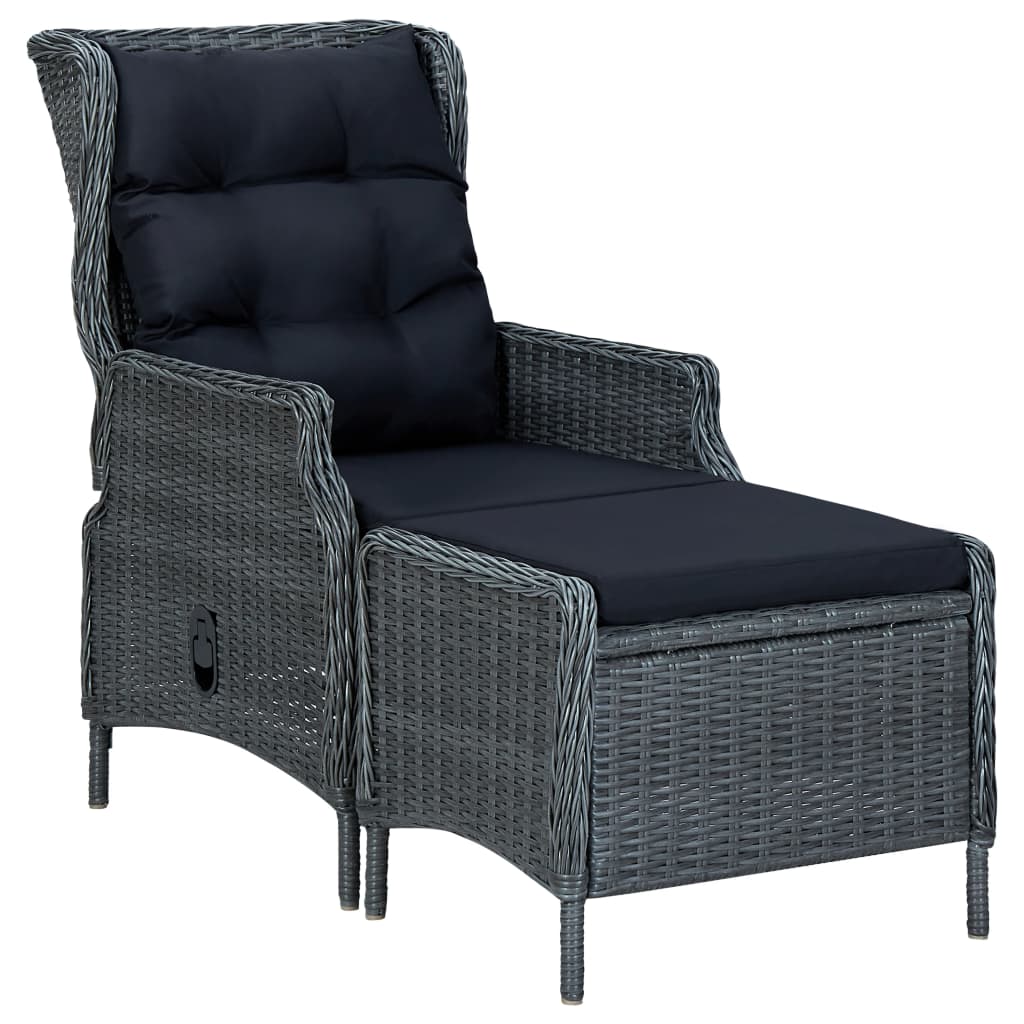Reclining Garden Chair With Cushions Poly Rattan