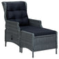 Reclining Garden Chair With Cushions Poly Rattan