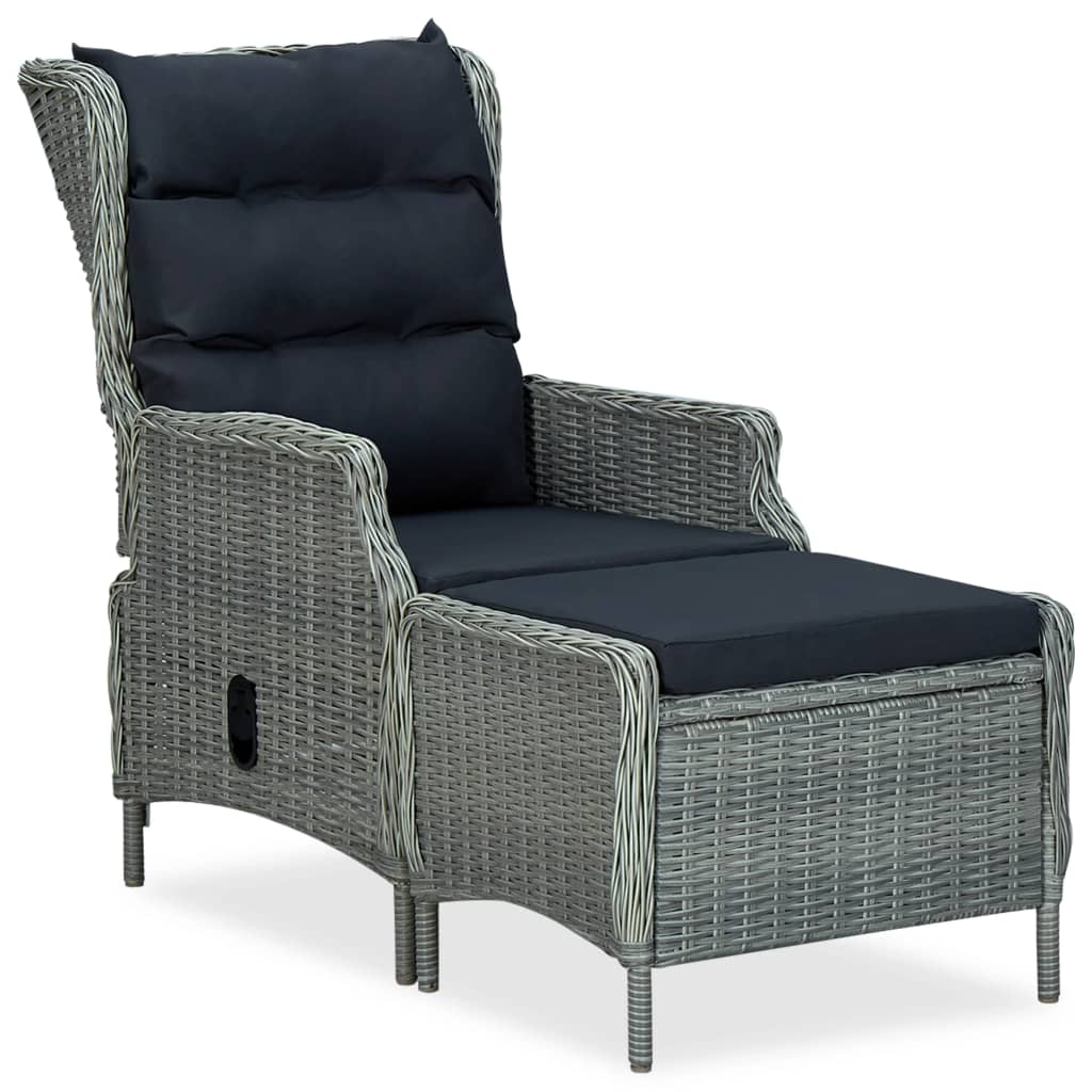 Reclining Garden Chair With Cushions Poly Rattan