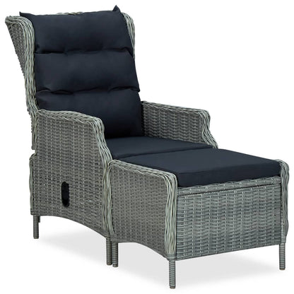 Reclining Garden Chair With Cushions Poly Rattan
