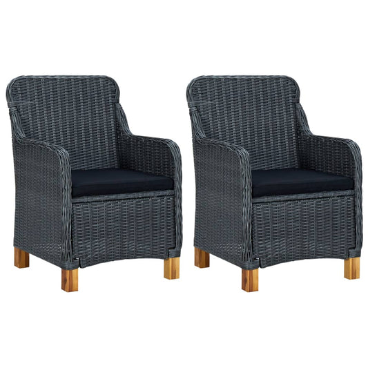 Garden Chairs With Cushions 2 Pcs Poly Rattan