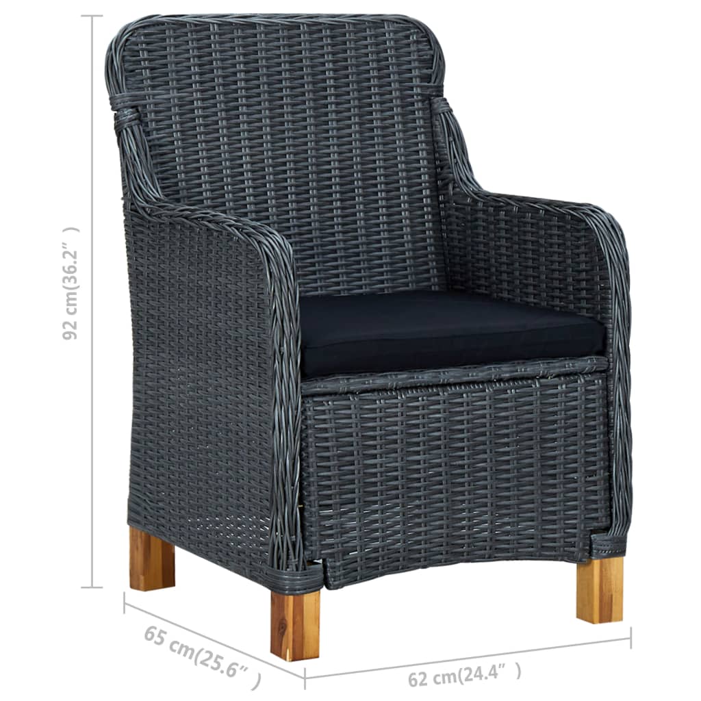 Garden Chairs With Cushions 2 Pcs Poly Rattan