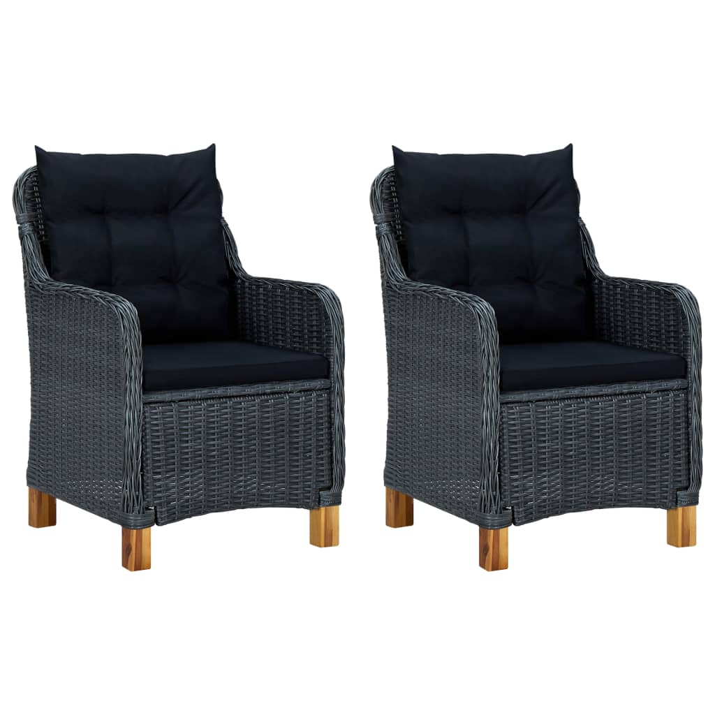 Garden Chairs With Cushions 2 Pcs Poly Rattan
