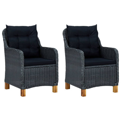 Garden Chairs With Cushions 2 Pcs Poly Rattan