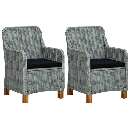 Garden Chairs With Cushions 2 Pcs Poly Rattan