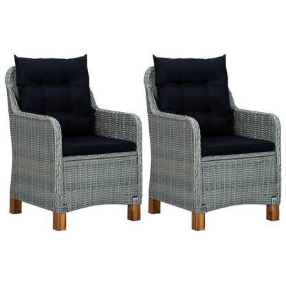 Garden Chairs With Cushions 2 Pcs Poly Rattan