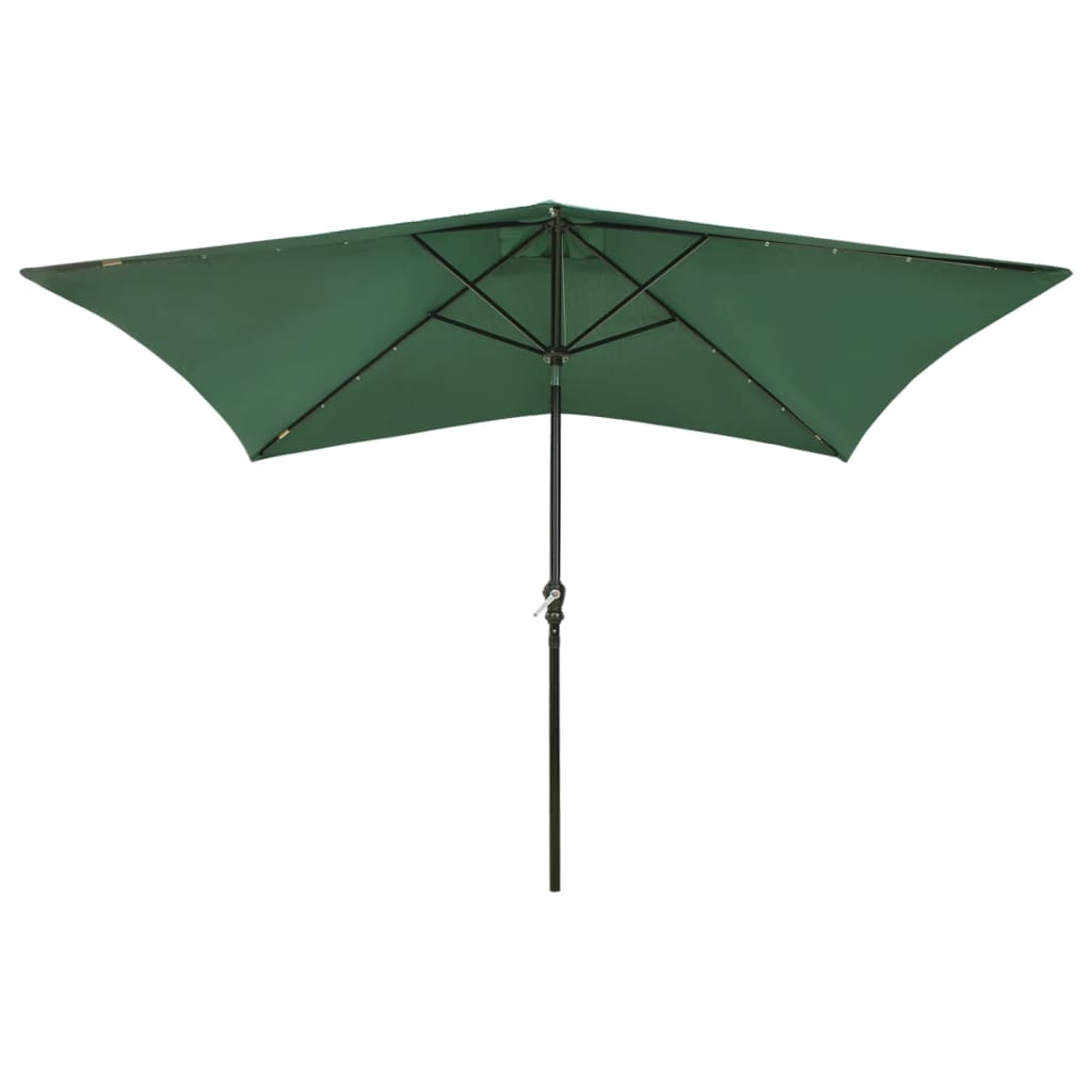 Garden Parasol With Leds And Steel Pole 2X3 M