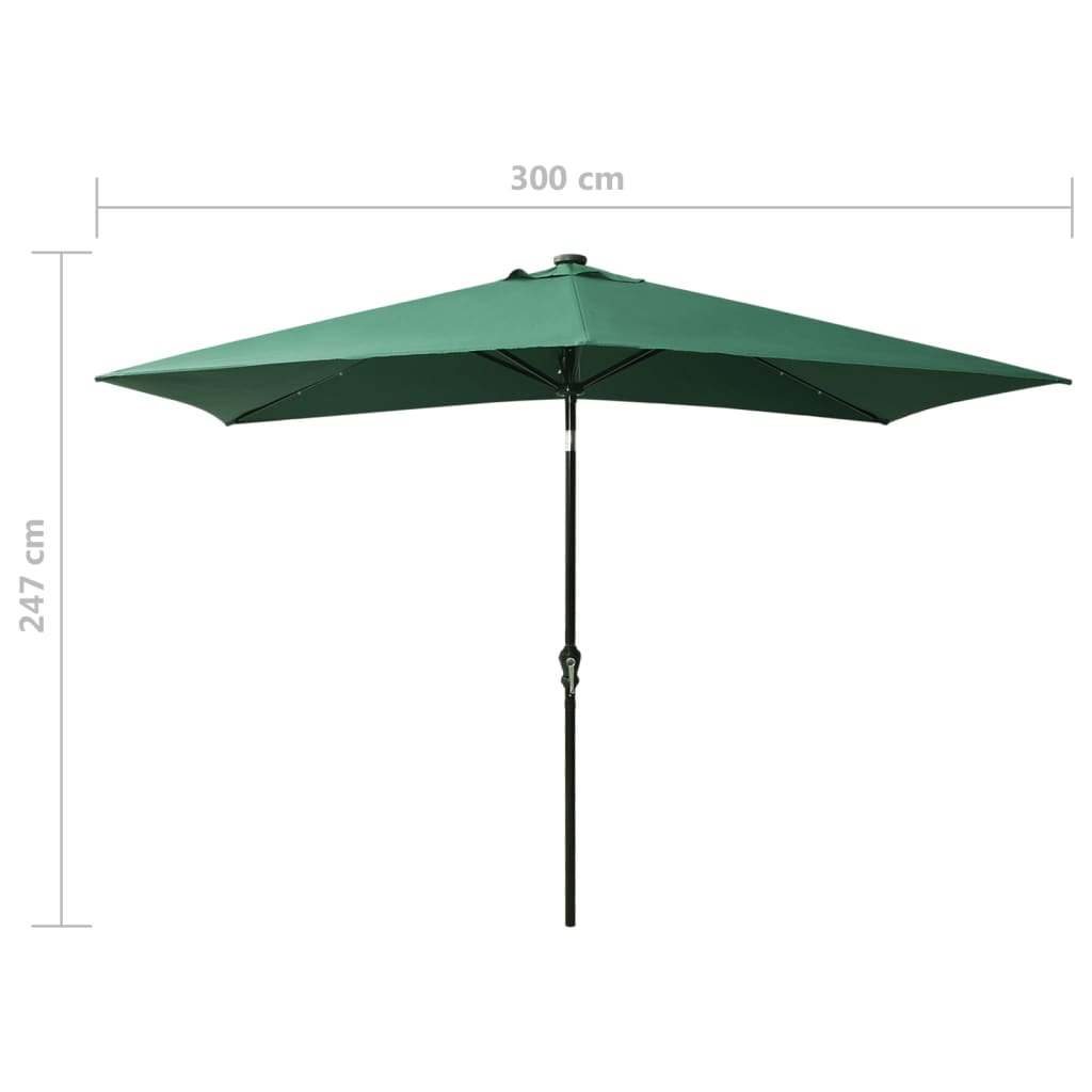 Garden Parasol With Leds And Steel Pole 2X3 M