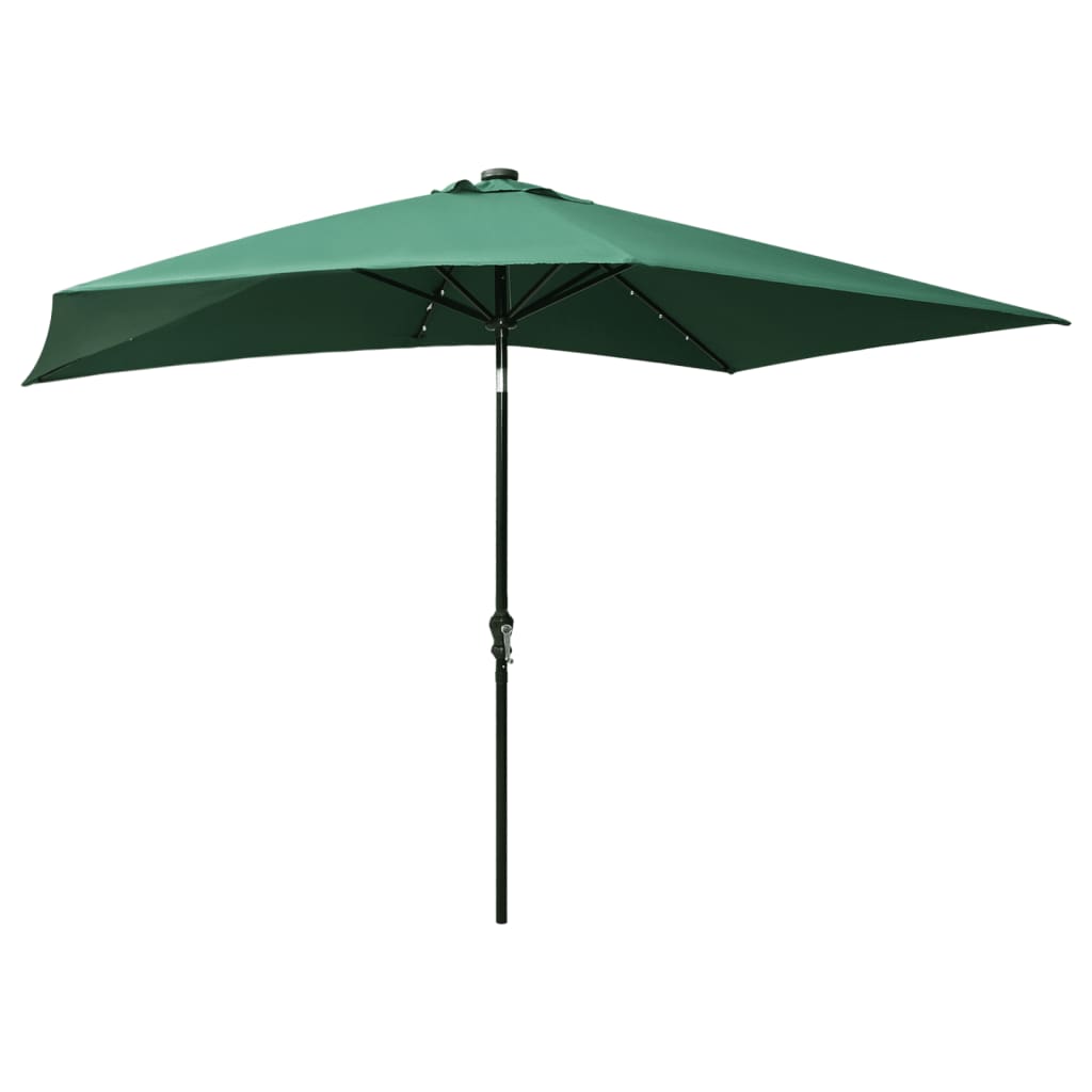 Garden Parasol With Leds And Steel Pole 2X3 M