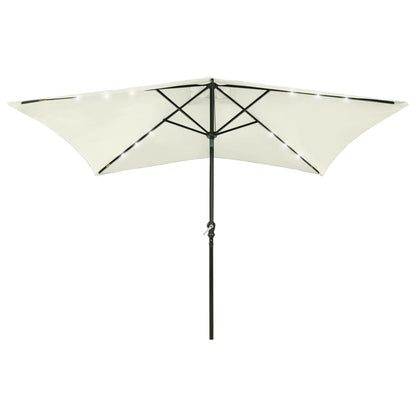 Garden Parasol With Leds And Steel Pole 2X3 M