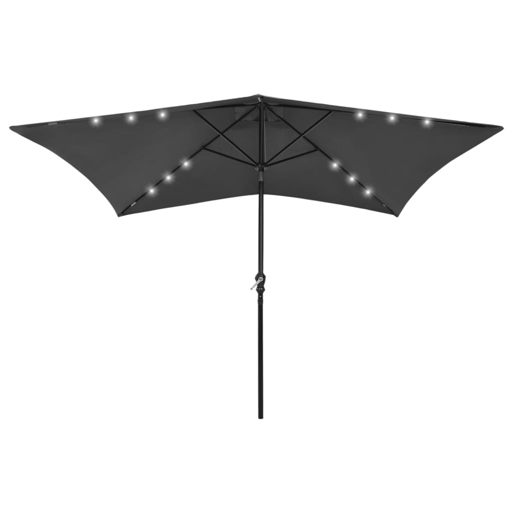 Garden Parasol With Leds And Steel Pole 2X3 M