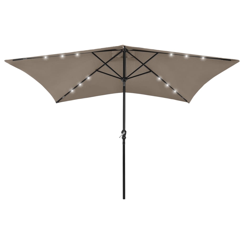 Garden Parasol With Leds And Steel Pole 2X3 M
