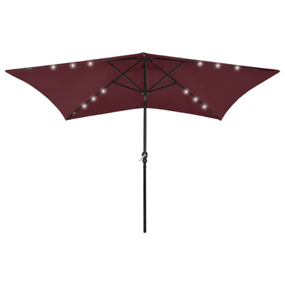 Garden Parasol With Leds And Steel Pole 2X3 M