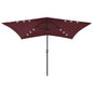 Garden Parasol With Leds And Steel Pole 2X3 M