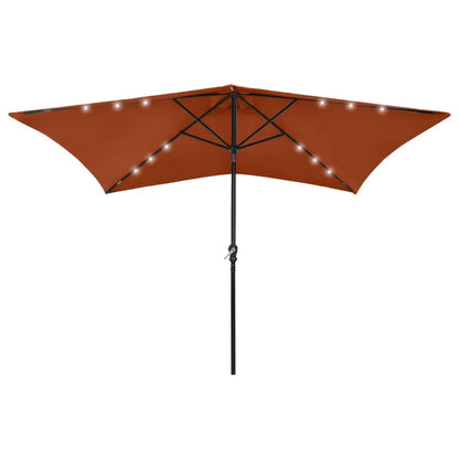 Garden Parasol With Leds And Steel Pole 2X3 M