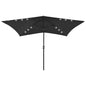 Garden Parasol With Leds And Steel Pole 2X3 M