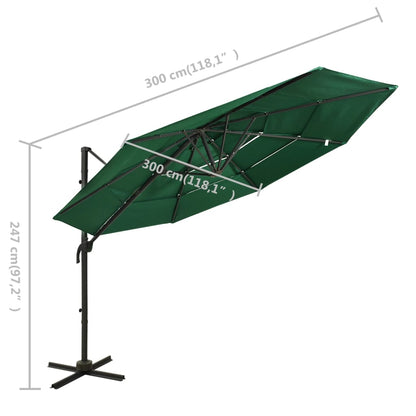 4-Tier Garden Parasol With Aluminium Pole 3X3 M