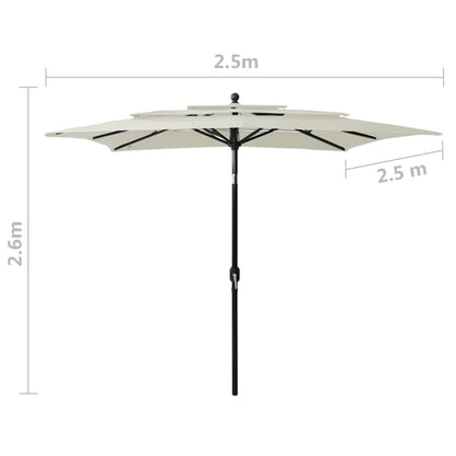 3-Tier Garden Parasol With Aluminium Pole