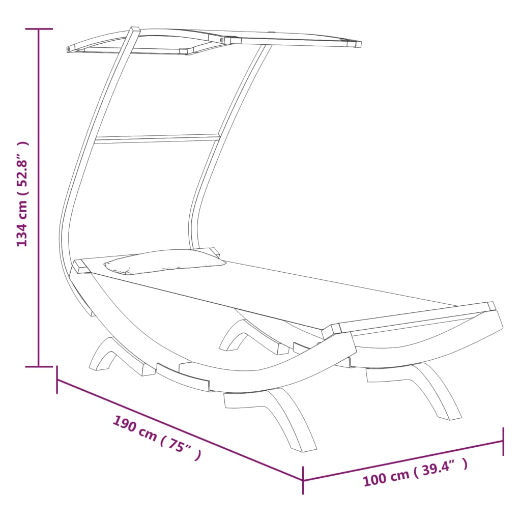 Outdoor Lounge Bed With Canopy Solid Bent Wood