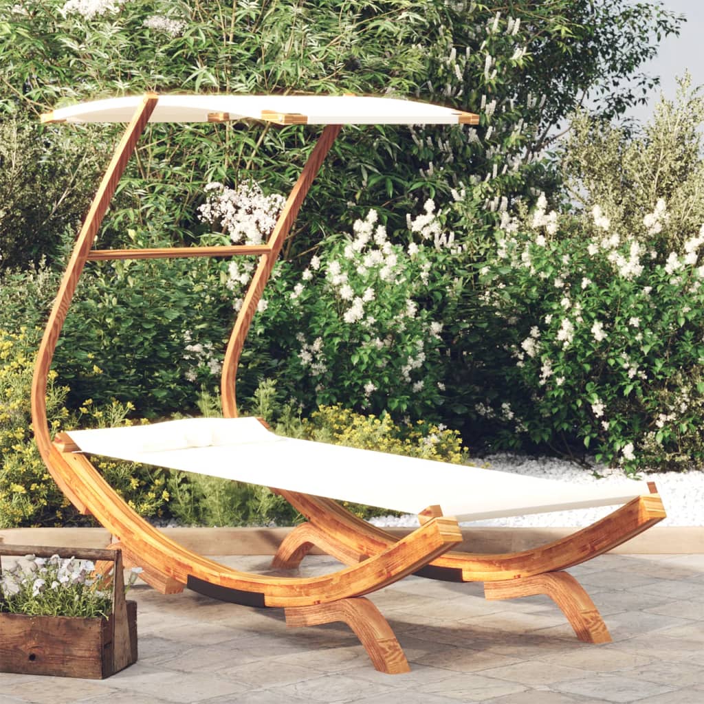 Outdoor Lounge Bed With Canopy Solid Bent Wood
