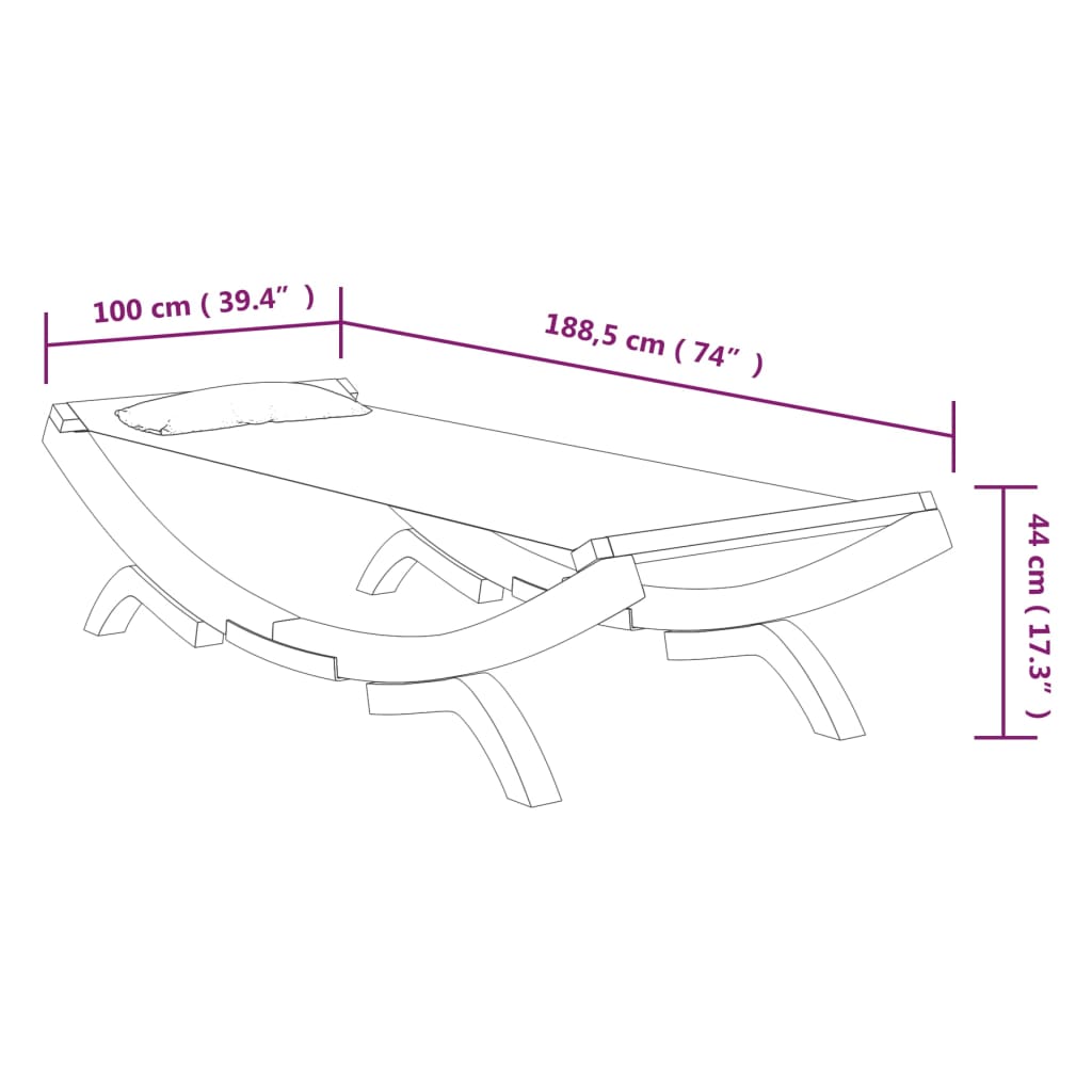 Outdoor Lounge Bed Solid Bent Wood