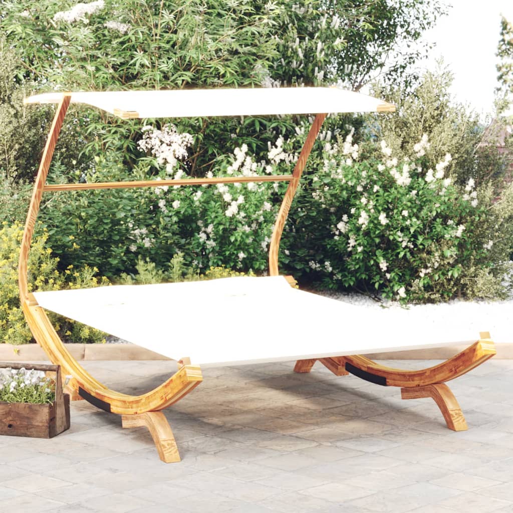 Outdoor Lounge Bed With Canopy Solid Bent Wood
