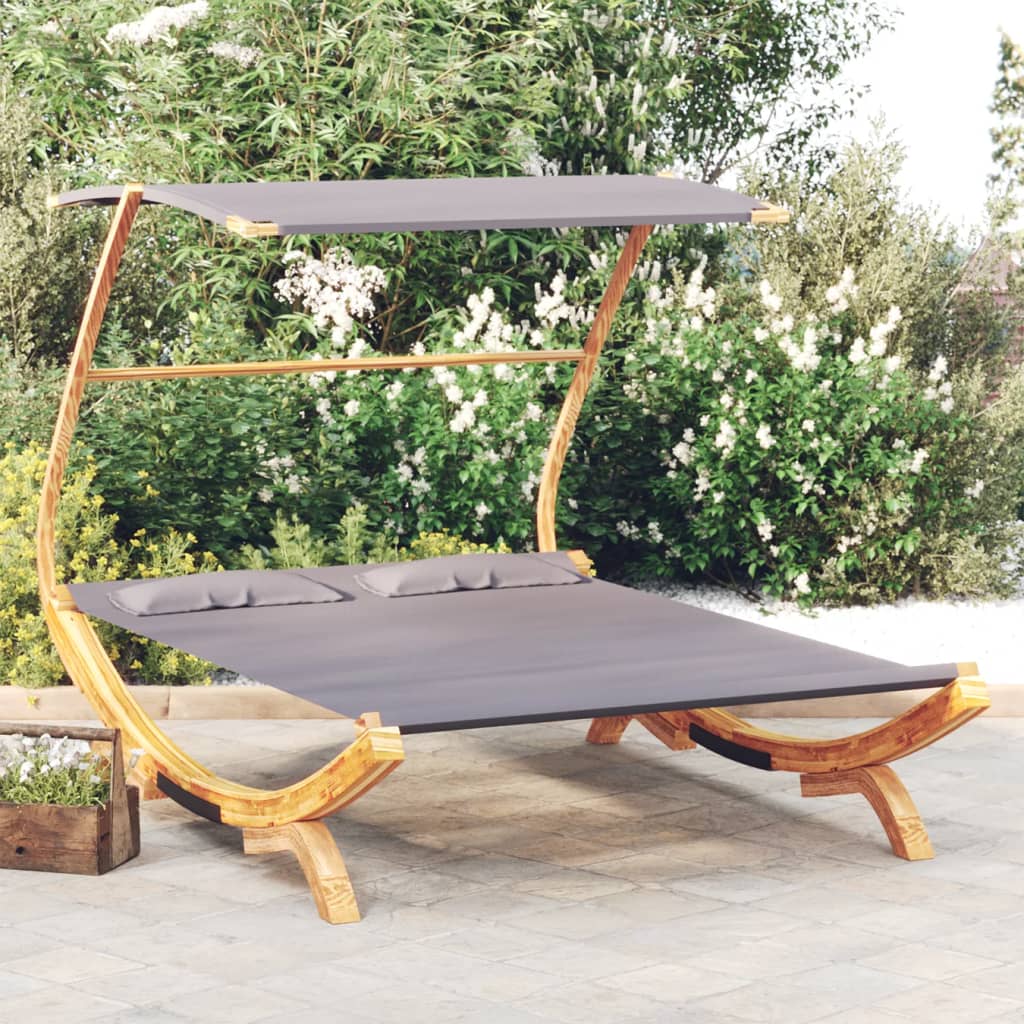 Outdoor Lounge Bed With Canopy Solid Bent Wood