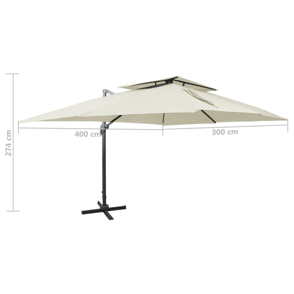 Cantilever Garden Parasol With Double Top 400X300 Cm