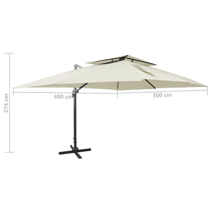 Cantilever Garden Parasol With Double Top 400X300 Cm
