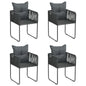 Outdoor Chairs 4 Pcs With Pillows Poly Rattan Black