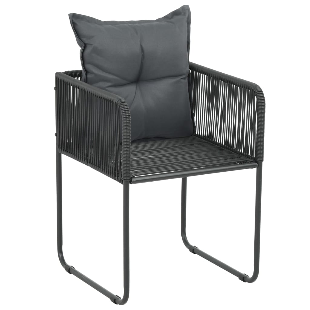 Outdoor Chairs 4 Pcs With Pillows Poly Rattan Black