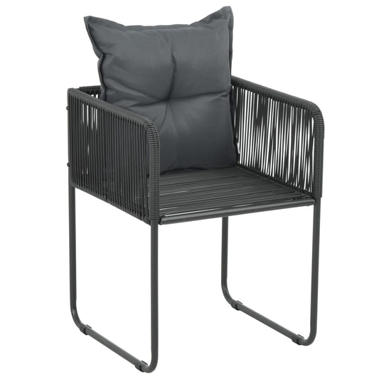 Outdoor Chairs 4 Pcs With Pillows Poly Rattan Black