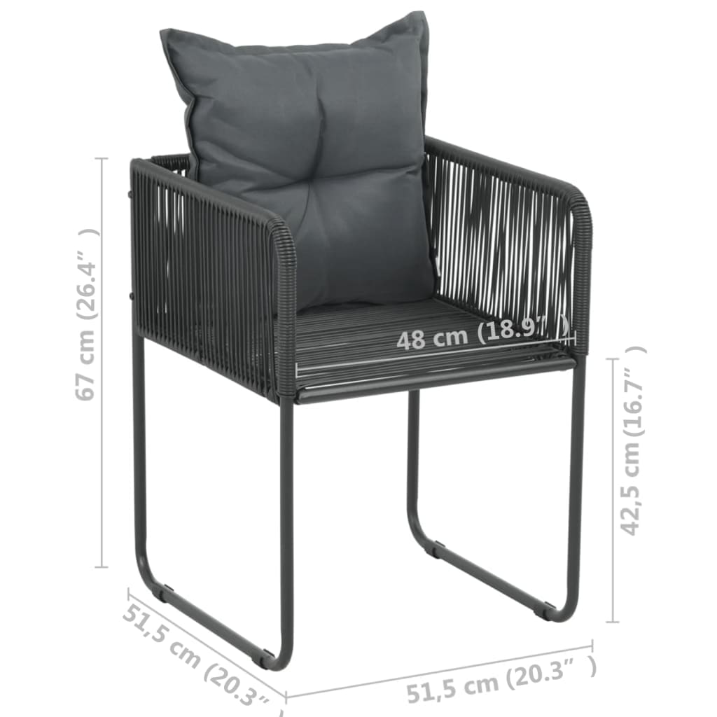 Outdoor Chairs 4 Pcs With Pillows Poly Rattan Black