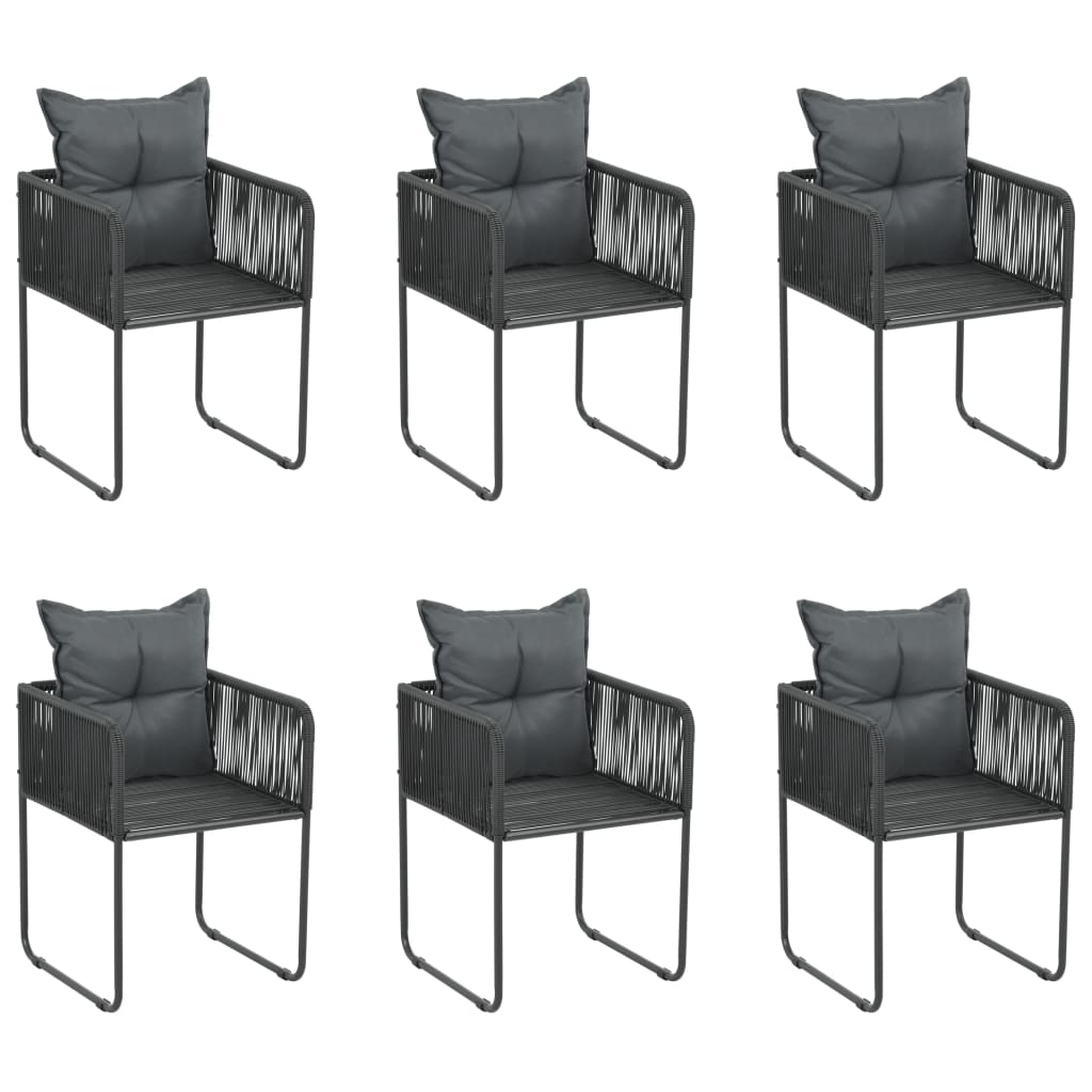 Outdoor Chairs 4 Pcs With Pillows Poly Rattan Black