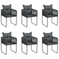Outdoor Chairs 4 Pcs With Pillows Poly Rattan Black