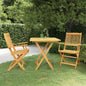 3 Piece Folding Bistro Set Solid Wood Acacia With Armrests