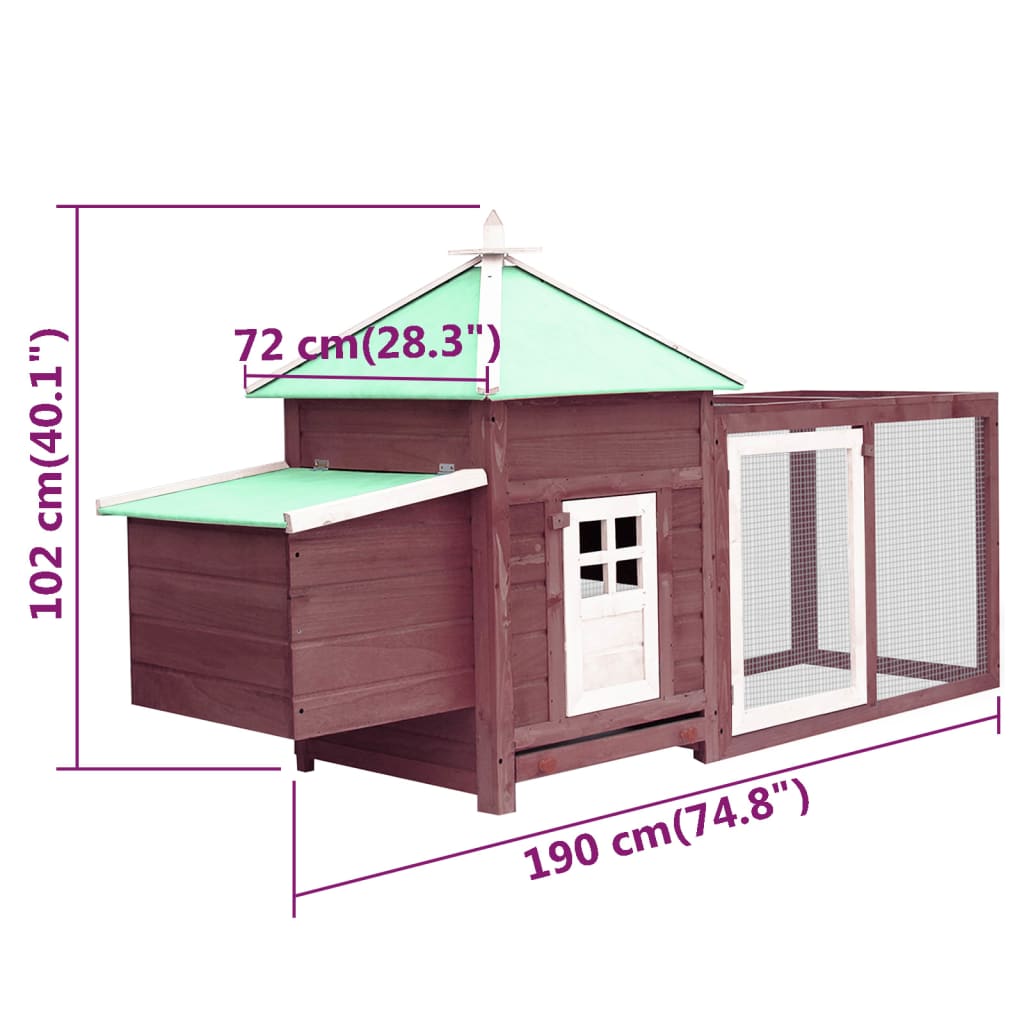 Chicken Coop With Nest Box 190X72X102 Cm Solid Firwood