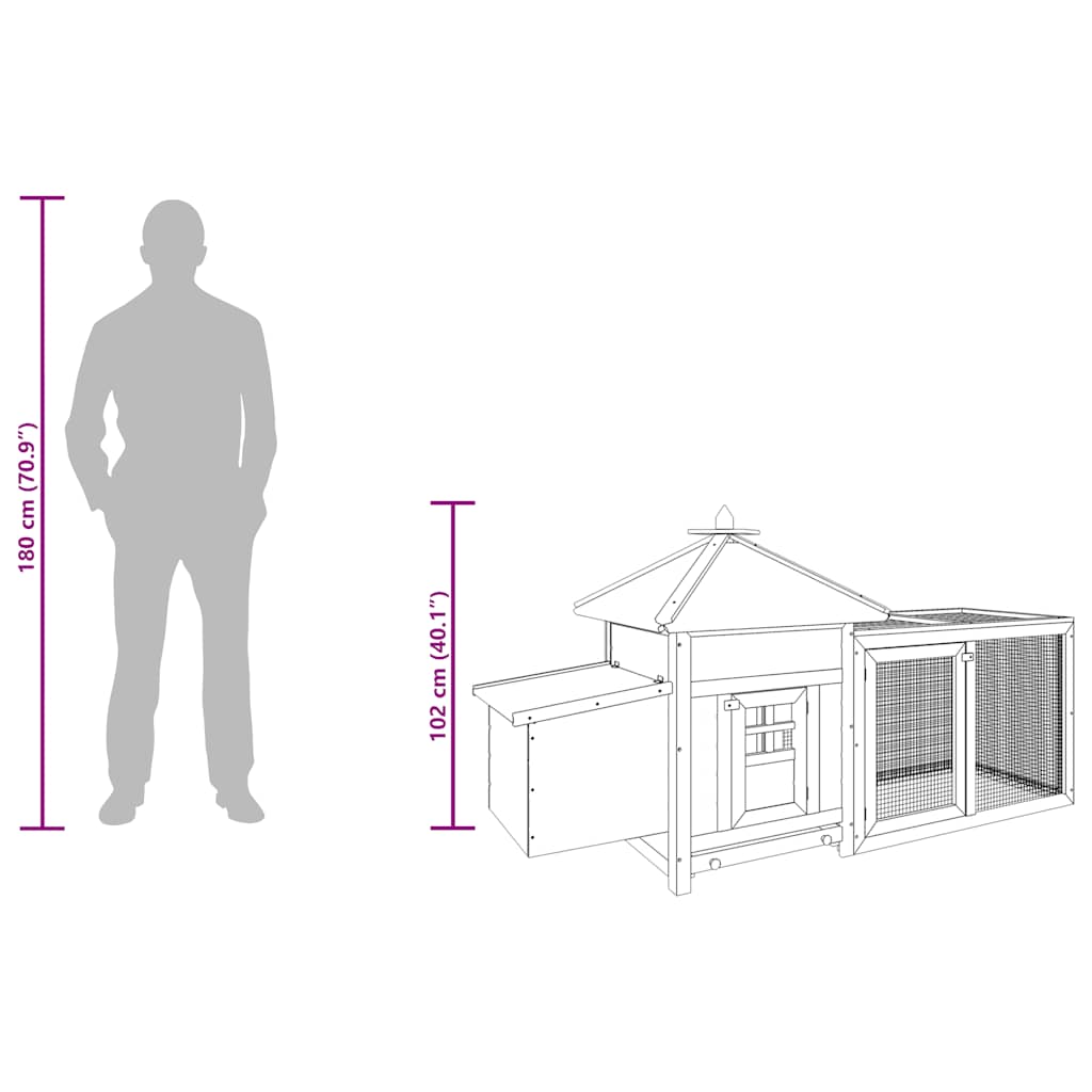 Chicken Coop With Nest Box 190X72X102 Cm Solid Firwood