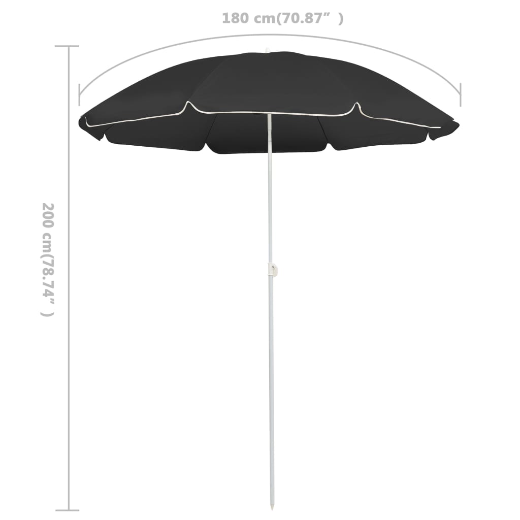 Garden Parasol With Steel Pole 180 Cm