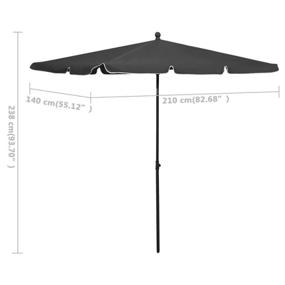 Garden Parasol With Pole 210X140 Cm