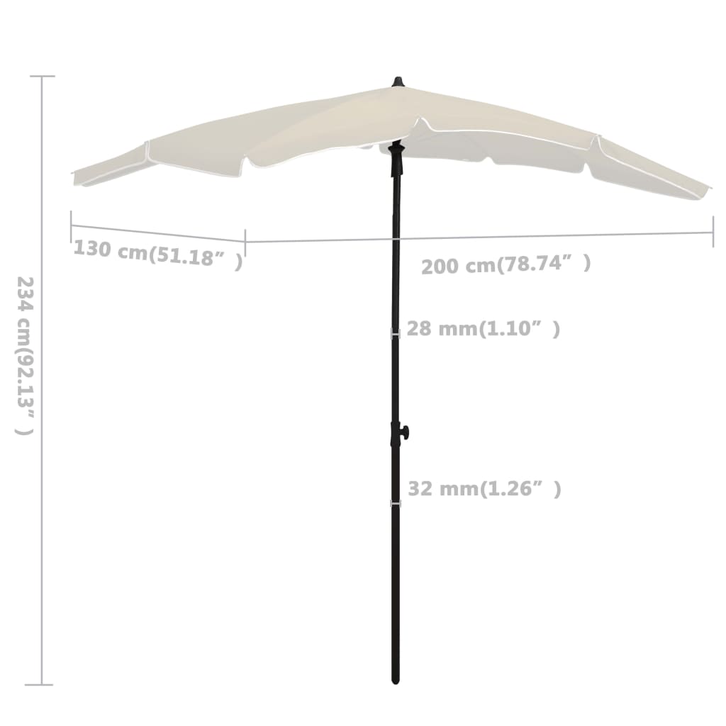 Garden Parasol With Pole 200X130 Cm