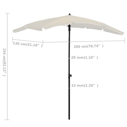 Garden Parasol With Pole 200X130 Cm