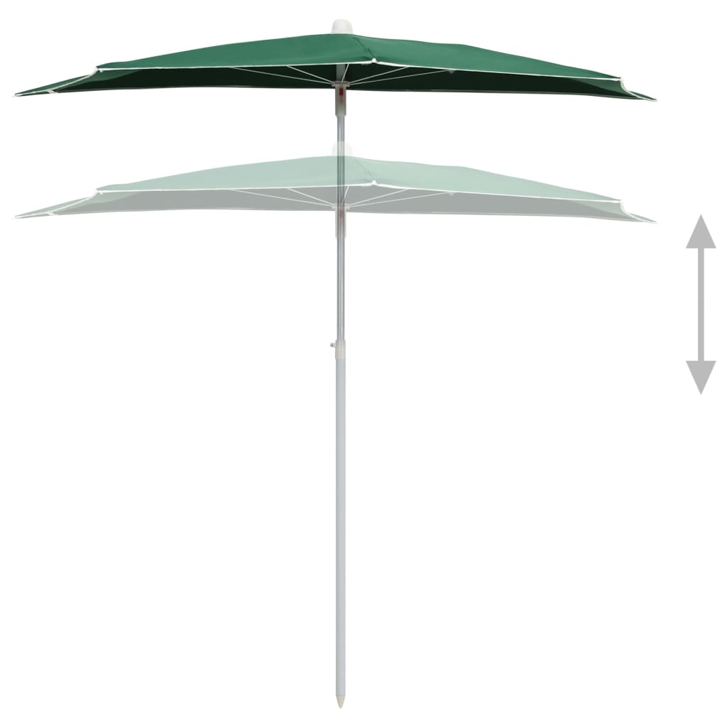 Garden Half Parasol With Pole 180X90 Cm