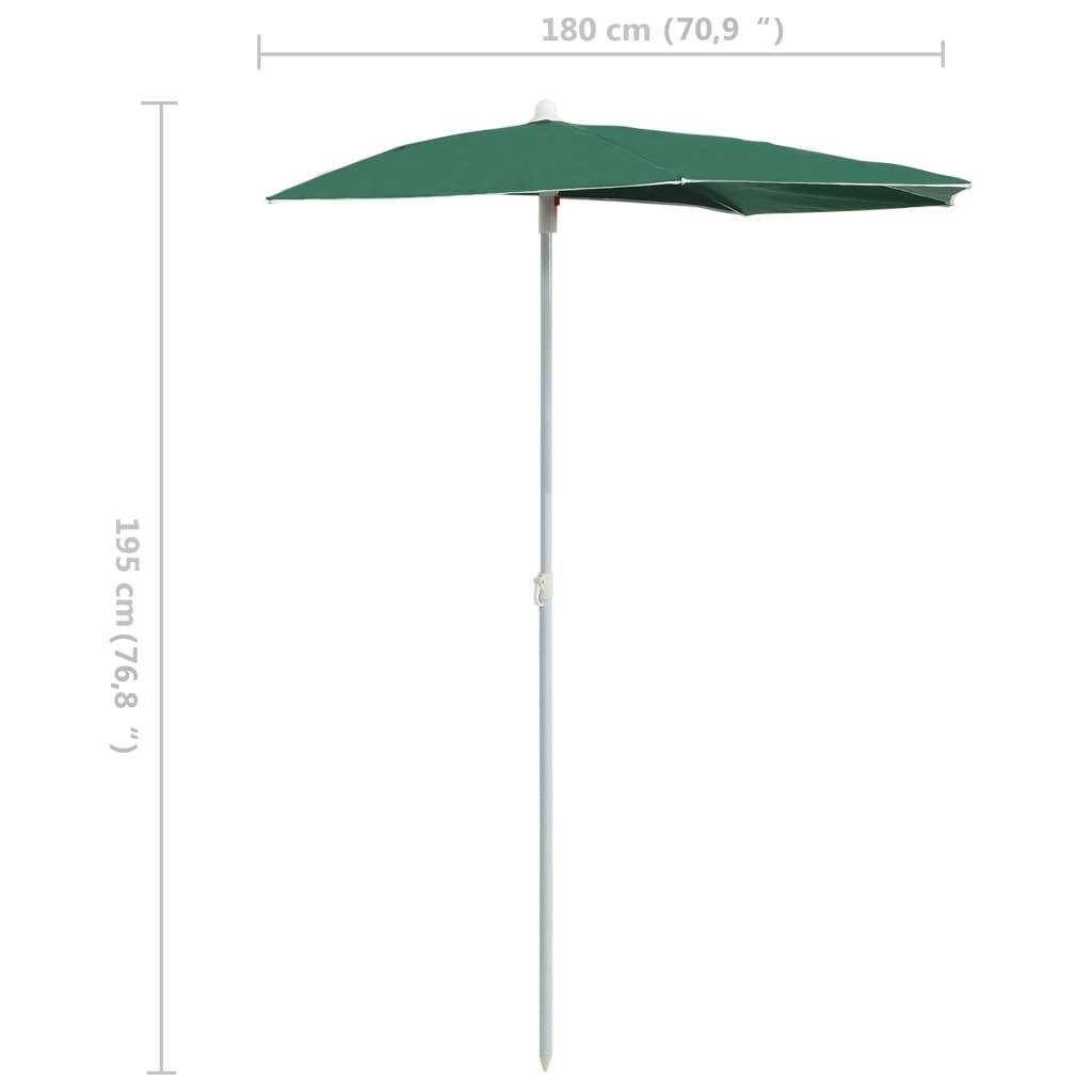 Garden Half Parasol With Pole 180X90 Cm