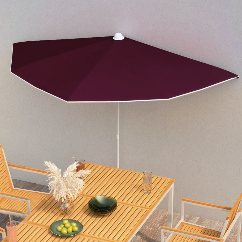 Garden Half Parasol With Pole 180X90 Cm